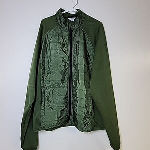 Orvis Jacket Men's 2XL Olive Green Full Zip Fleece Lined Hybrid Quilted Pockets